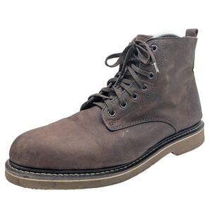 Golden Fox Men's Brown Leather Lace Up Work Boots Slip/Oil Resistant Size 9.5
